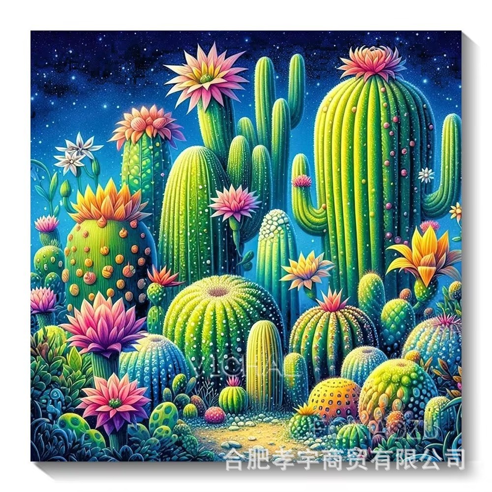 Lienzo de aceite de punto de cruz hecho a mano 5D nueva serie de plantas de cactus pintura de diamantes completo dormitorio de punto de cruz de diamantes