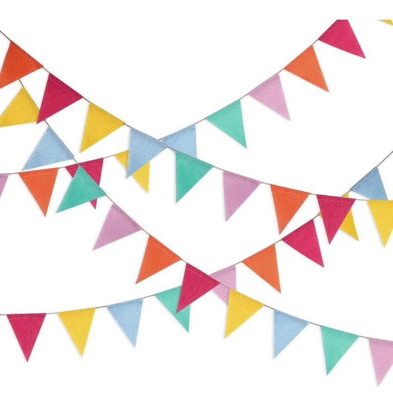 Cáñamo artificial triángulo bandera decoración de la boda fiesta tire bandera boda bandera colorida Bandera de cáñamo artificial 42 Piezas 6 colores suministro de fábrica