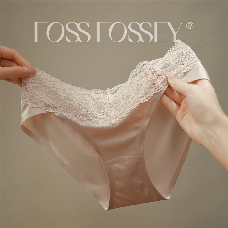 Fossfossey Lingerie Soft Mist Silky Satin Lace Panties Seamless One-Piece Briefs Sexy Simple Solid Color