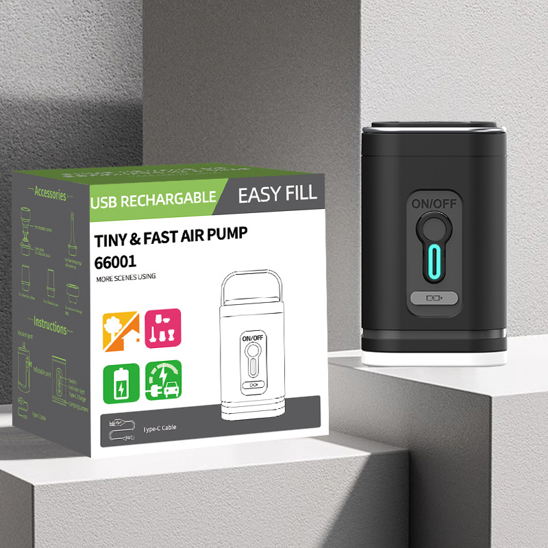 Negro 1200 mAh con luz, con 5 boquillas de aire, bolsa de almacenamiento negra, cable de carga USB)