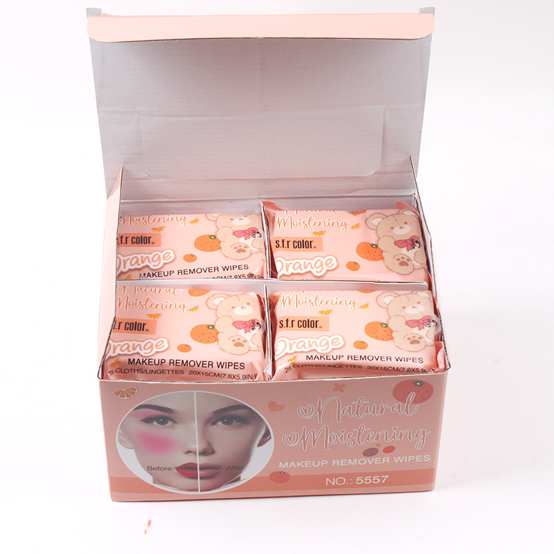 25 unids mandarina maquillaje removedor toallitas desechables facial Suave limpieza desechable maquillaje removedor toalla al aire libre limpieza facial lavado toalla