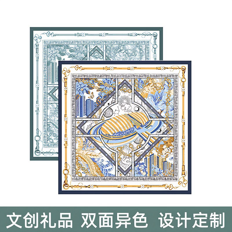 Шелковый шарф с двусторонней печатью на заказ в китайском стиле, культурный и творческий шелковый шарф, шелк шелковицы на заказ, искусственный шелк, квадратный шарф на заказ с предоставленным изображением.