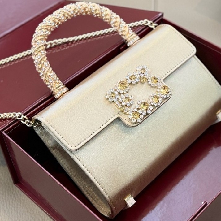 Fashion Rhinestone Flower Buckle Flap Handbag Messenger Bag Retro Simple Commuter Evening Bag Chain Shoulder Crossbody Square Bag - Thumbnail 3