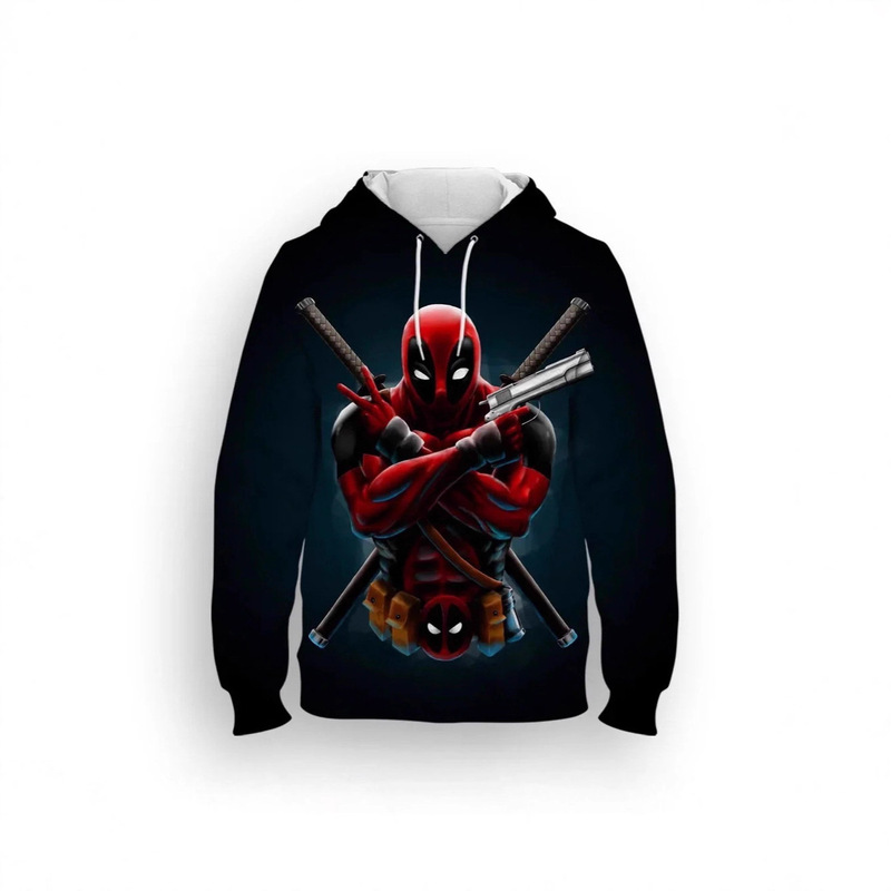 Deadpool Comic Print Long-Sleeved Hoodie Casual Long-Sleeved Sweatshirt Cross-Border Trade