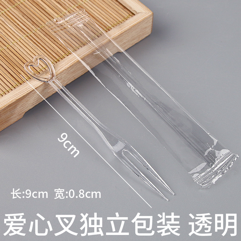 フルーツフォーク厚い使い捨て個別包装小さなフォークデザートイチゴサラダケーキフォークプラスチックフォーク|undefined