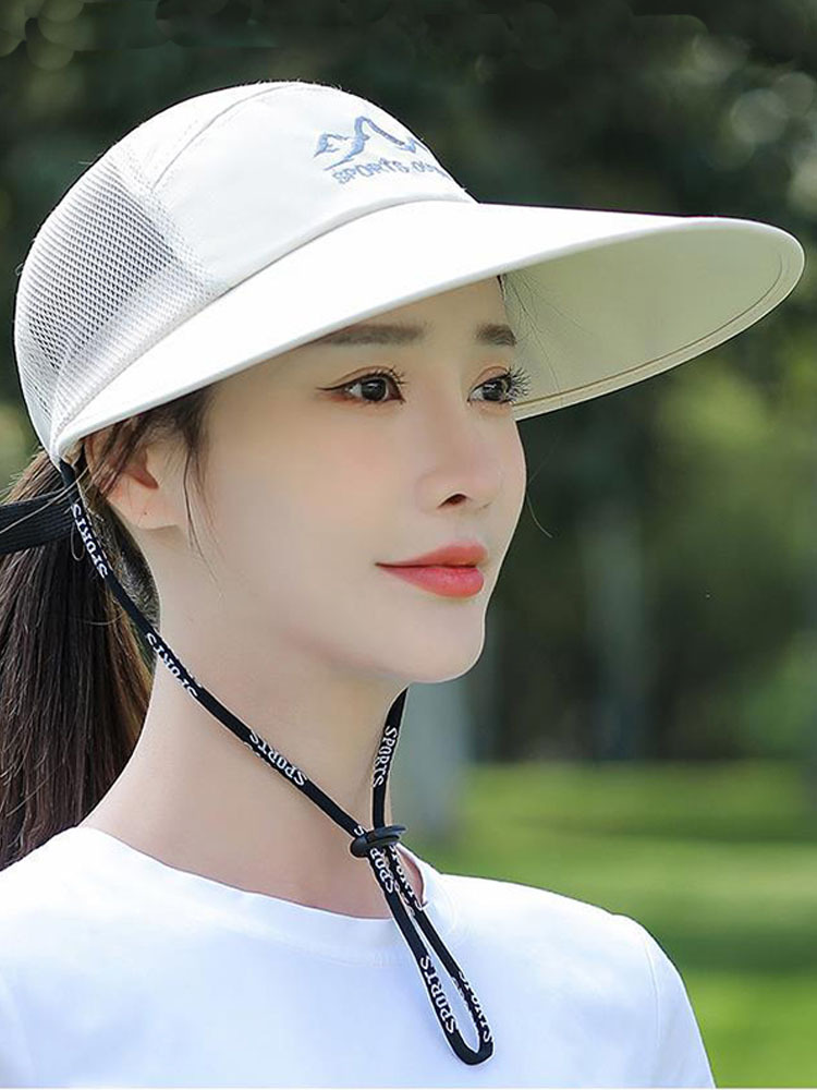 防晒透气遮阳太阳帽女 防紫外线时尚大沿防风绳帽 韩版潮网红帽子