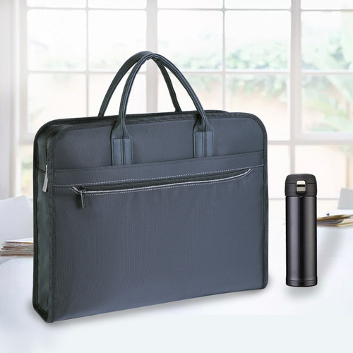 Portable Oxford cloth file bag storage briefcase business large-capacity water cup position briefcase conference printing LOGO