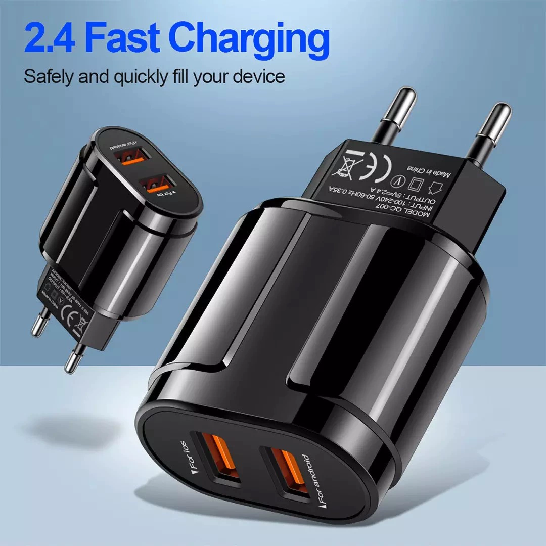Зарядное устройство для мобильного телефона двойного порта 2USB, адаптер зарядки, путешествия, кросс-бордер, оптом с завода