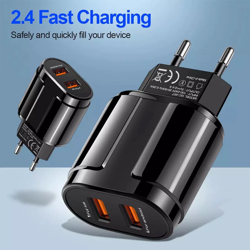 Зарядное устройство для мобильного телефона двойного порта 2USB, адаптер зарядки, путешествия, кросс-бордер, оптом с завода