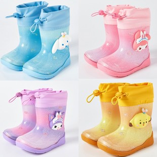 Children's Rain Boots Boys and Girls Anti-slip Rain Boots Students Children's Baby Water Shoes Waterproof Children's Women's Rubber Shoes