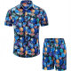 2025 Cross-border Hawaiian Fashion Shirt Short Sleeve suit 3D Digital Printing Beach Dress Factory Outlet