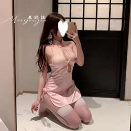 美诱佳情趣内衣后开衩露臀旗袍诱惑露背复古盘扣睡衣性感制服qqny