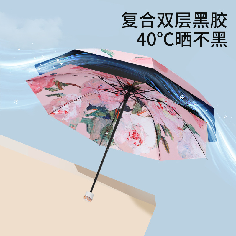 Yubao 傘、晴雨兼用、女性用日焼け止め日傘、二層ビニール抗 UV 日傘、小型でポータブルな傘|undefined