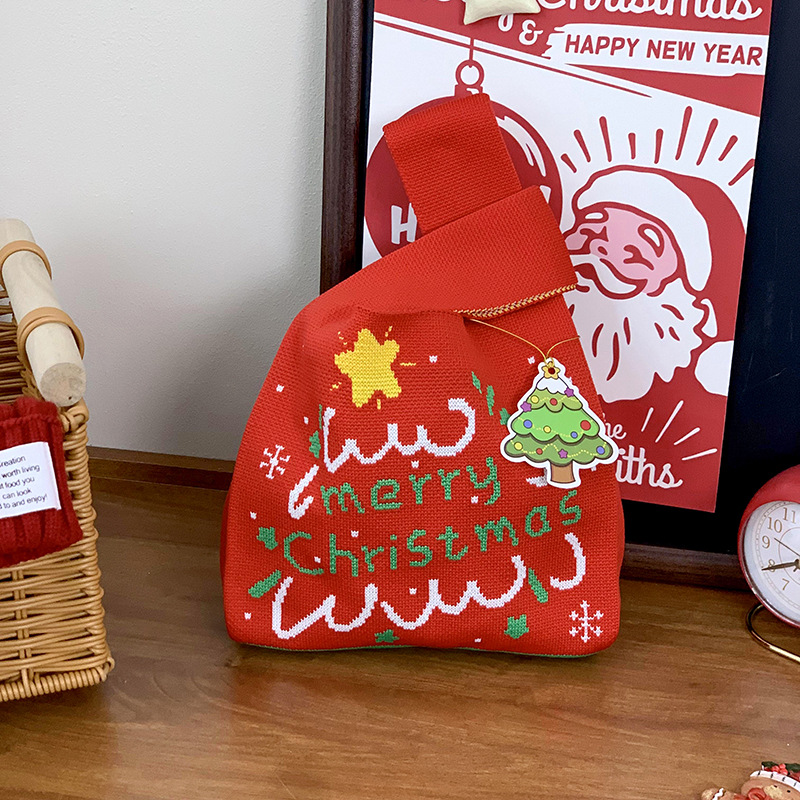 Bolsas de tejido de Navidad al por mayor bolsas de regalo de Nochebuena bolsas de dulces bolsas de regalo de empresa bolsas de mano creativas