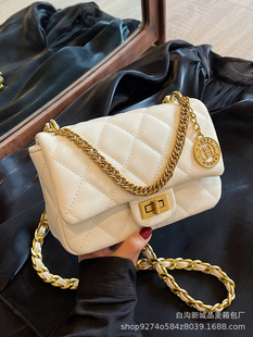 Fashion Lingge Small Bag Women's 2023 New Summer Small Square Bag Popular Chain Crossbody Bag Shoulder Bag
