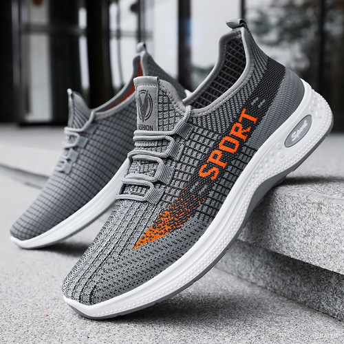 Comfortable Running Shoes for Couples, Autumn Flying Mesh, Soft Sole, Thick Heel Shoes