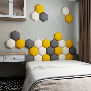 Hexagonal Soft Package Tatami Wall Surround Headboard Soft Package Background Wall Bedroom Living Room Scandinavian Decorative Soft Package Wall Sticker