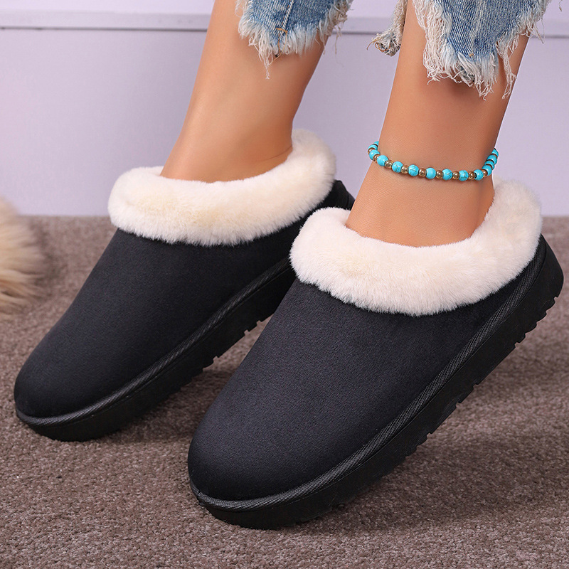 Winter new thick bottom short cylinder thick slip-on lazy light cotton shoes_voghion.com