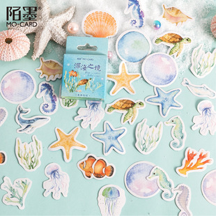 Mo Mo Deep Sea Border Boxed Stickers Submarine Biology DIY Hand Account Decoration Material Stickers 46