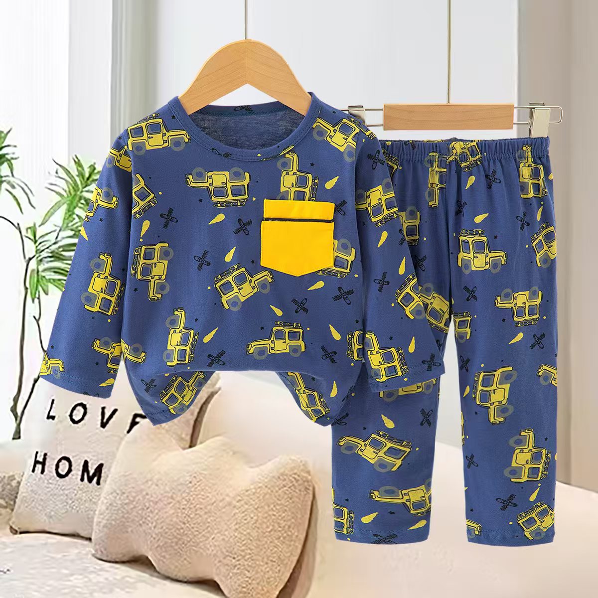 pajamas儿童长裤秋款套装卡通男女童装家居服宝宝空调服套装