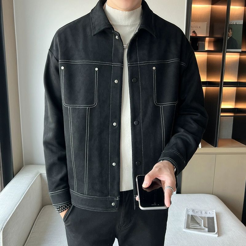 New men's outerwear, men's suede high-end feeling, spring and autumn clothes, cool and trendy brand casual jacket_voghion.com