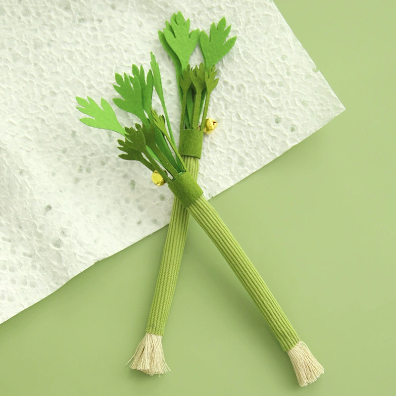 Pet toy realistic celery cat teaser with bell, chewable soft design