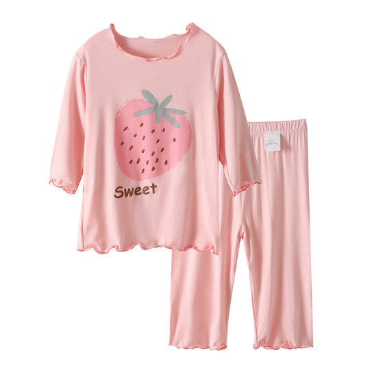 New 2024 Summer Girl's Printed Pajamas Set Full of Printed Home Clothes Two-piece Set Baby Girl's Air-conditioning Clothes Trend