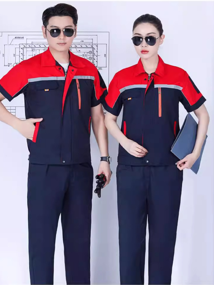 Traje de ropa de trabajo para hombres de verano de manga corta delgada resistente al desgaste y transpirable taller de fábrica ropa de seguro laboral ropa de reparación de automóviles/sistema