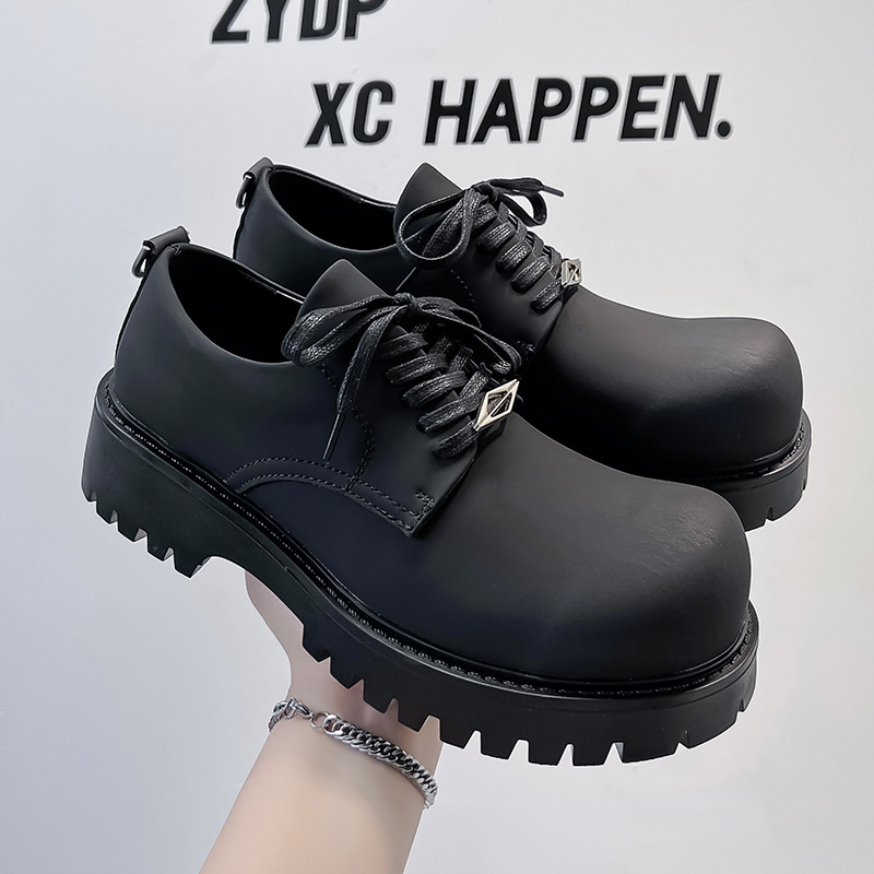 张杰同款厚底增高德比鞋潮男高级感英伦风发型师圆头皮鞋1029-A