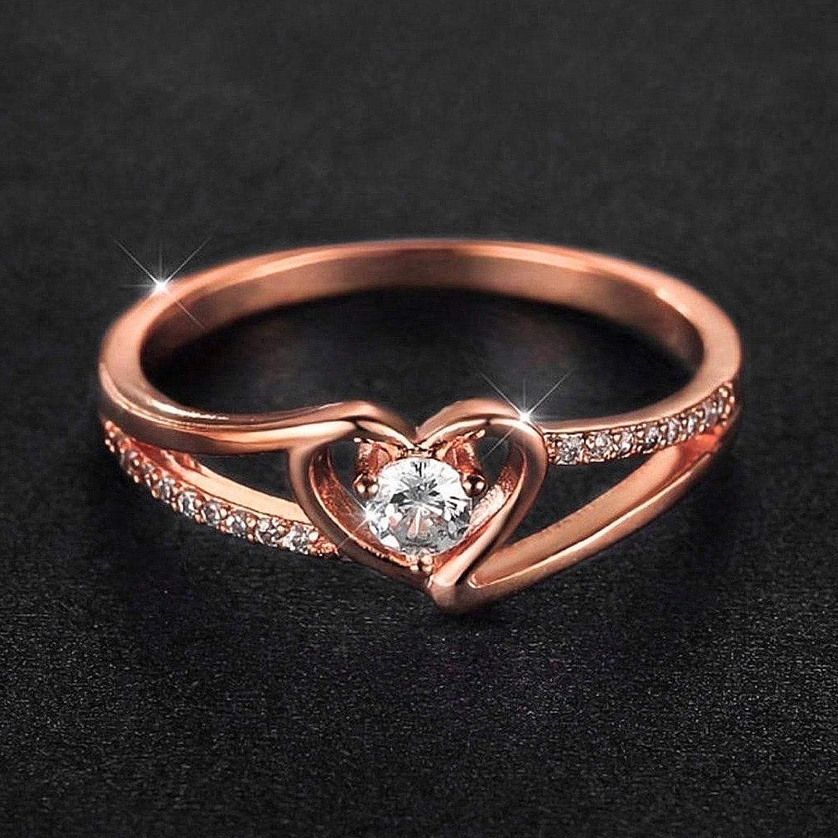 Stackable Plain Band And Tiny Cubic Zirconia Ring Set In Minimalist European Style. Perfect For Work, Daily And Casual Wear. Hypoallergenic And Tarnis_voghion.com