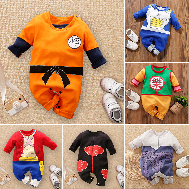 Mono de bebé de 0-1 años de edad, primavera y otoño anime japonés manwu vacío Dragon Ball Cosplay mameluco del bebé