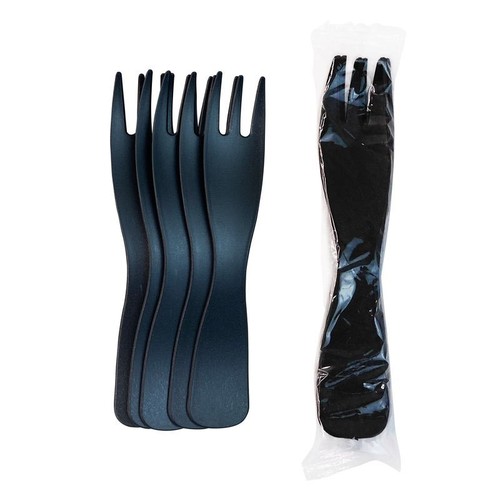 Plastic Wavy Fork Disposable Birthday Cake Fork Colorful Three-Prong Curved Fork Thick Fruit Fork Dessert Fork 5-Piece Set