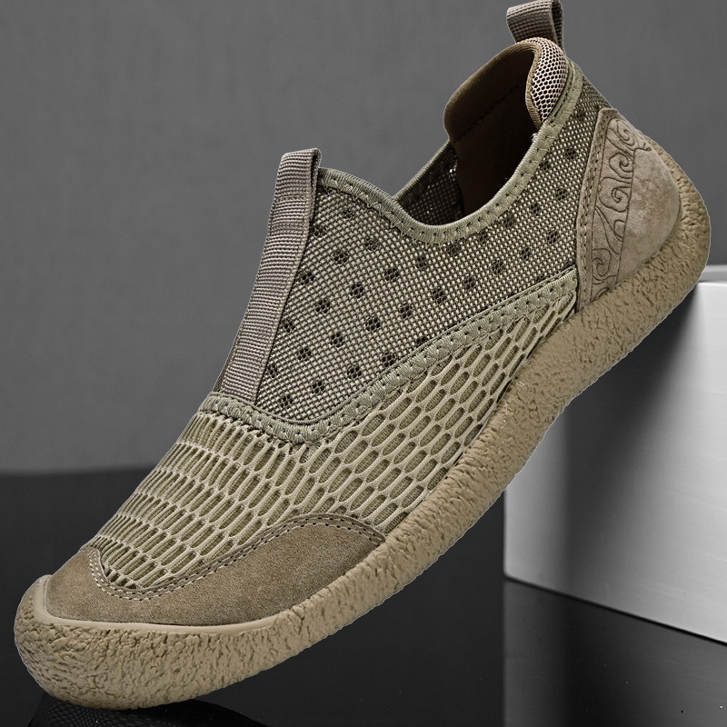 Mesh Shoes for Men, 2024 Summer New Arrival: Breathable Mesh Casual Slip-Ons with Anti-Slip Design and Protective Toe Caps—Perfect for Outdoor Sports and Everyday Wear