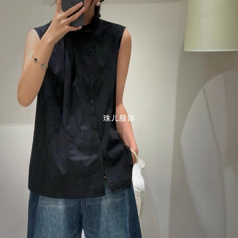 New Style with a Non-Floral Collar Design, Returnable Cotton Reversible Vest, All-Season Shirt, Vest, Stand-Up Shirt with Flower Buds