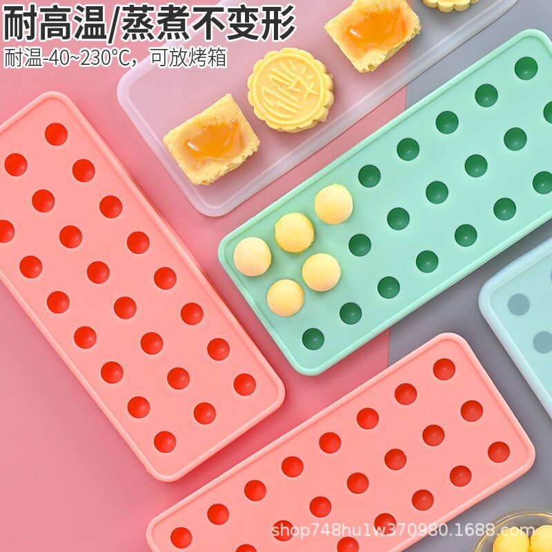 Leche de silicona caliente flujo amarillo molde de llenado de corazón seguro inodoro cubo de hielo cuentas de hielo fácil desmoldeo redondo molde de hockey sobre hielo