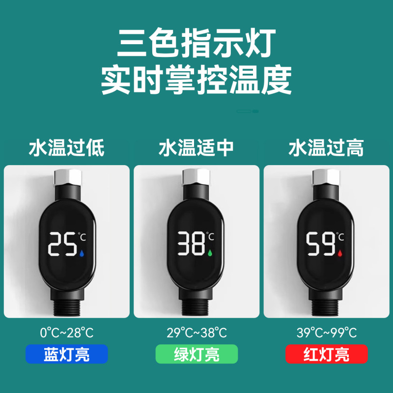ユニバーサル温度測定シャワー温度表示インテリジェント防水家庭用電子入浴温度表示|undefined