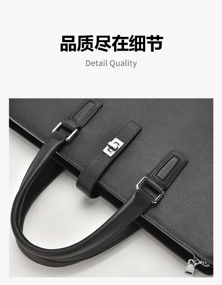 Cặp da nam da bò thật đeo vai đựng laptop 15.6 inch cao cấp sang trọng — Da bò lớp đầu họa tiết kim cương chi tiết 24