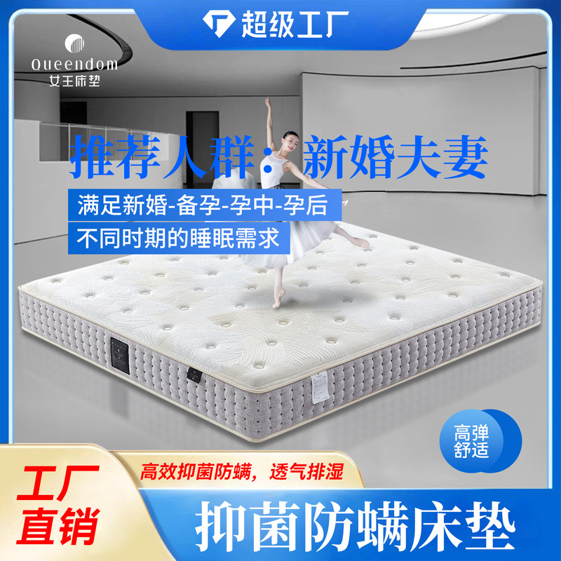Queen Mattress Home Bedroom Jute Latex Mattress Independent Spring Mattress Reversible Soft and Hard Dual-Use Simmons