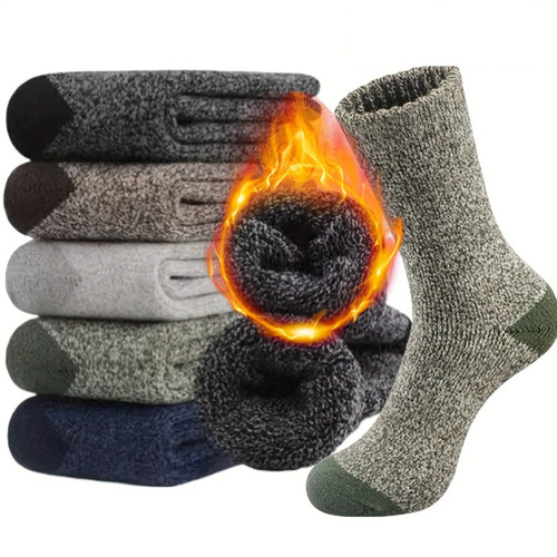 Cross-border Men's Thickened Warm Towel Socks, Men's Winter Mid-Calf Socks, Outdoor Hiking Socks, Terry Cloth Floor Socks