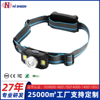 跨境新款usb充电高亮头灯led夜钓鱼便携式强光夜跑小头灯户外头灯