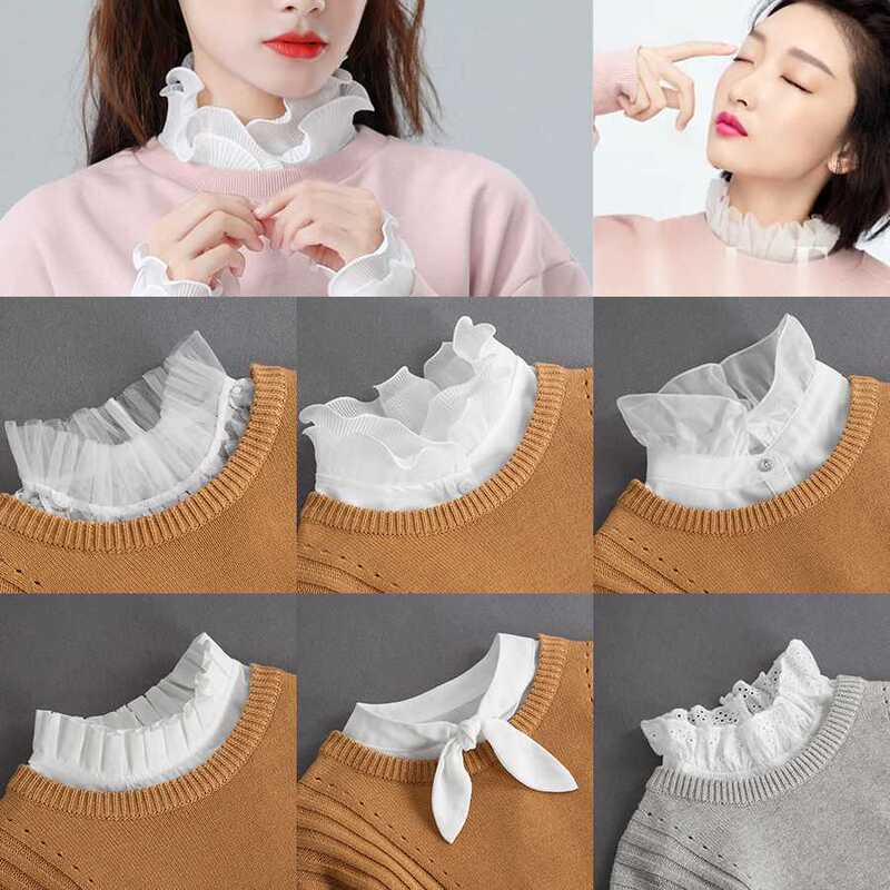 Fake Collar Women's All-match New Fake Collar Autumn and Winter Shirt Decorative Collar Korean Style Wood Edge High Collar Collar Collar Vertical Collar Autumn and Winter