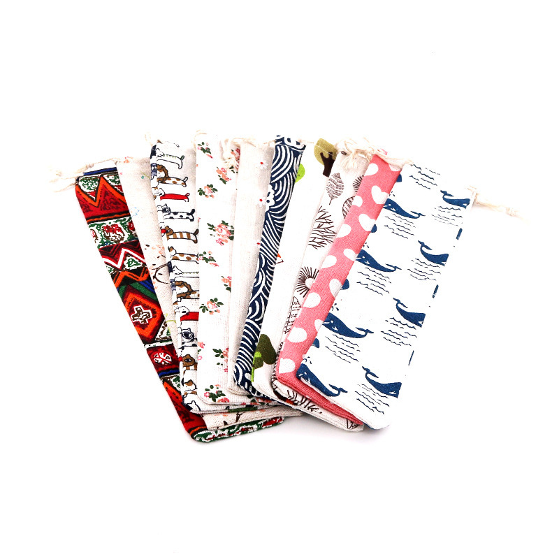 Factory Direct 6 * 27cm long chopsticks cotton bag travel storage organizing bag household tableware packaging bag