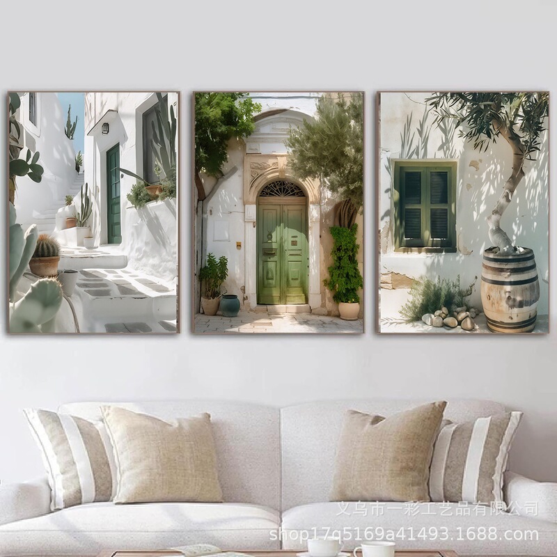 European-Style Landscape Set, Mediterranean-Style Architecture Poster, Canvas Painting, Spray Painting, Living Room Bedroom Wall Decoration Painting