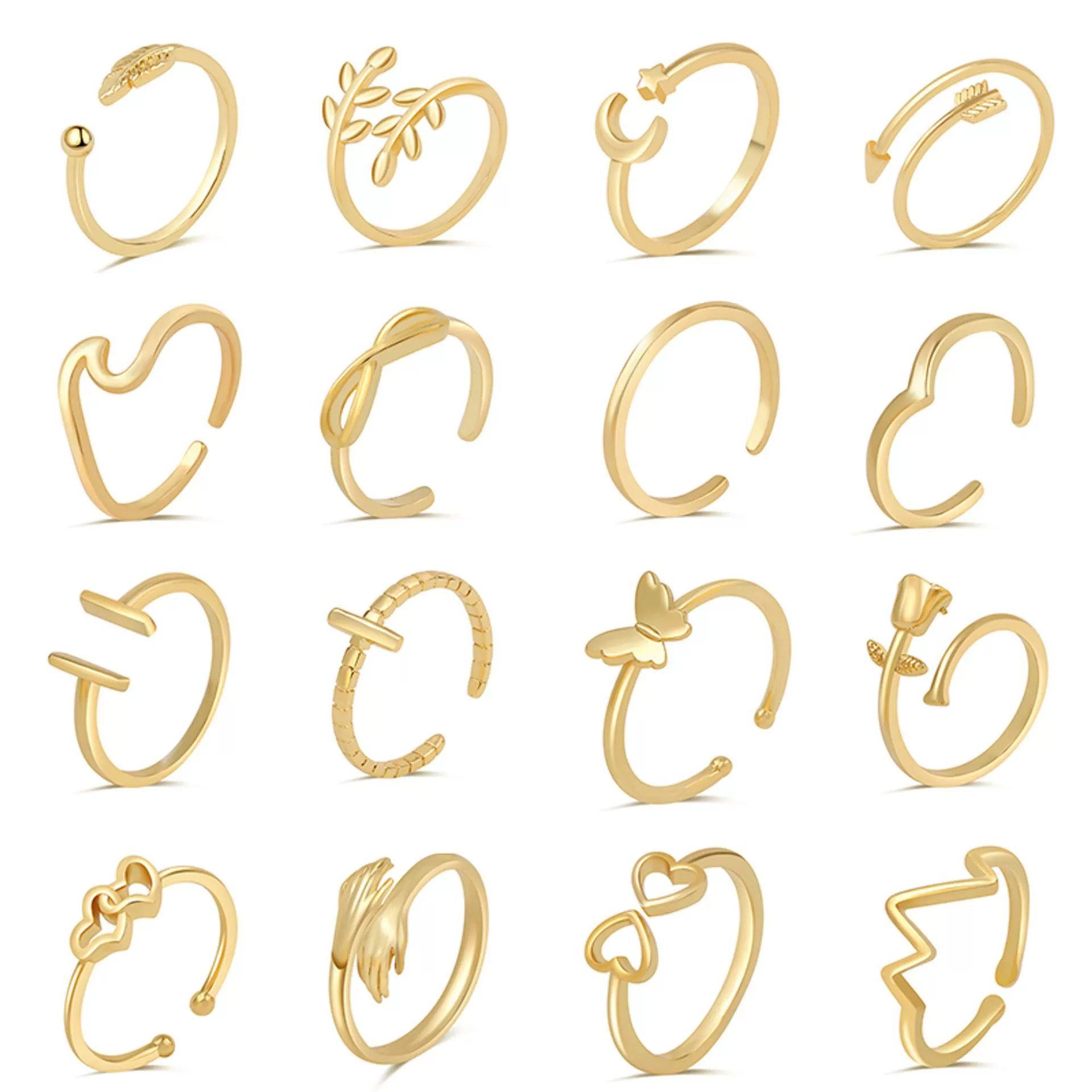 Амазонка Европа и Америка простое открытие регулируемое кольцо 14K18K Гальваническое Золотое кольцо костюм перо