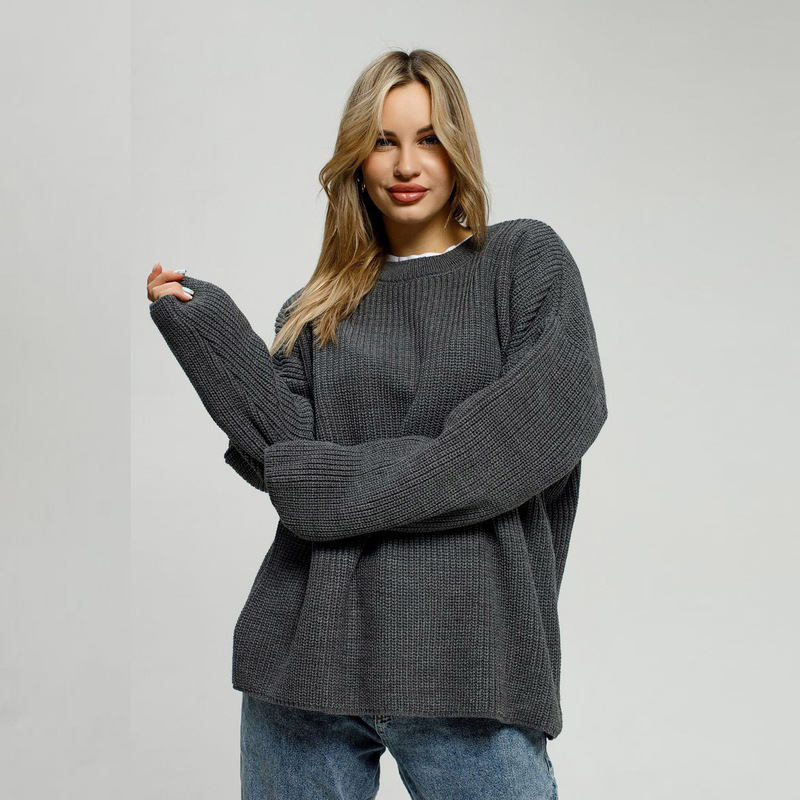 Cross-Border Women's Sweater 2026 Autumn and Winter Round Neck Pullover Loose European and American Style Long-Sleeve Knit Sweater Coat for Women Cross-Border Women's Sweater 2026 Autumn and Winter Round Neck Pullover Loose European and American Style Long-Sleeve Knit Sweater Coat for Women