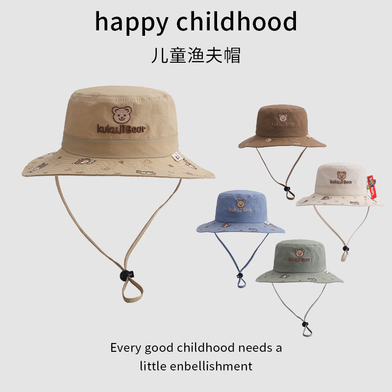 Sombreros para bebés primavera y otoño para niños sombreros delgados sombreros super bonitos osos sombreros para bebés sombreros de pescadores para niños coreanos