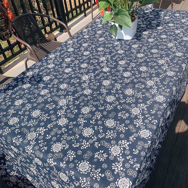 Flor azul porcelana tela de flor frágil alojamiento nacional retro algodón lino azul chino tela de mesa de estilo antiguo