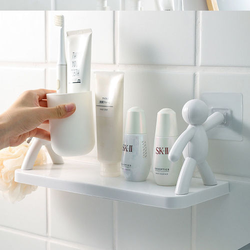 Mini Freestanding Shelf Cartoon No-Hole Shelf Bathroom Vanity Makeup Storage Rack Spice Jar Organizer