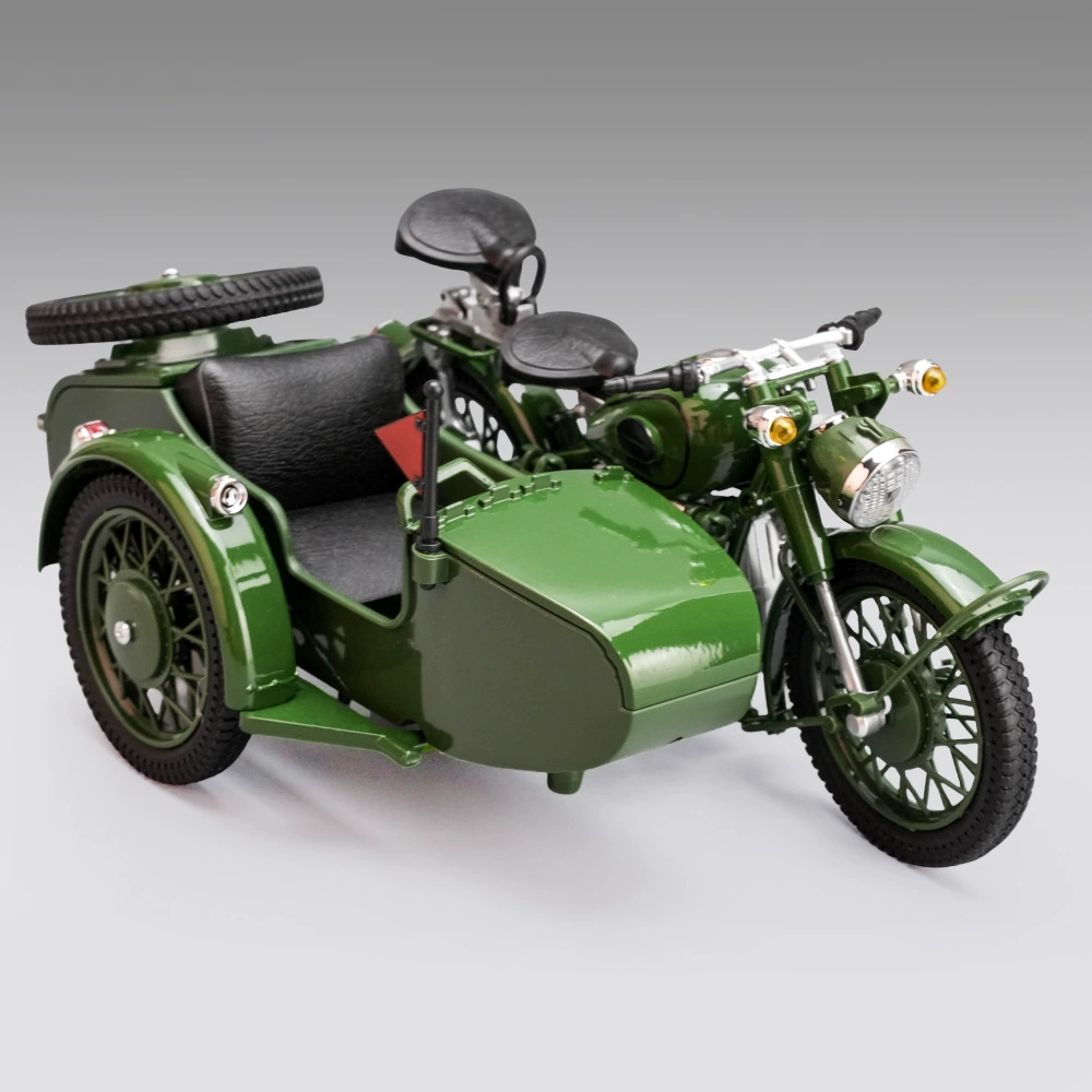 Die-cast three-wheel motorcycle model 1:10, realistic gift box, green scale replica