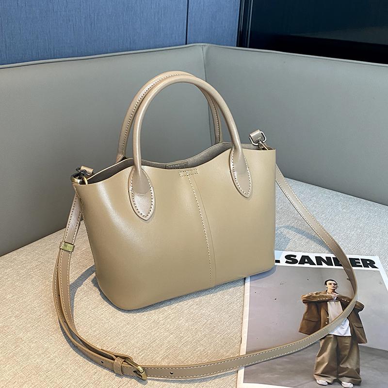 Túi tote da bò thật đeo chéo nữ nhiều ngăn dung tích lớn 28×10×18 cm — đen chi tiết 17